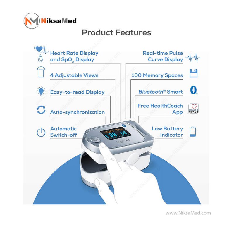 ویژگی های پالس اکسیمتر بیورر مدل PO60 